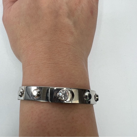 Michael Kors Silver Studded Bangle Bracelet with Crystal Accent - Picture 13 of 13
